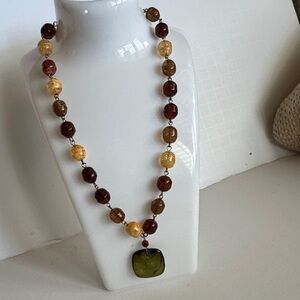 Monet Amber and Gold Beaded Necklace